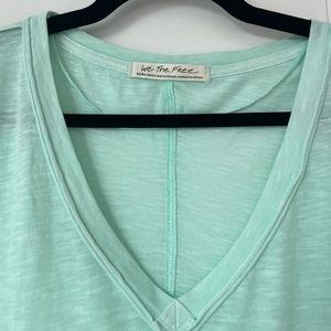 We The Free by Free People mint long sleeved v neck top. Size XS (extra small).